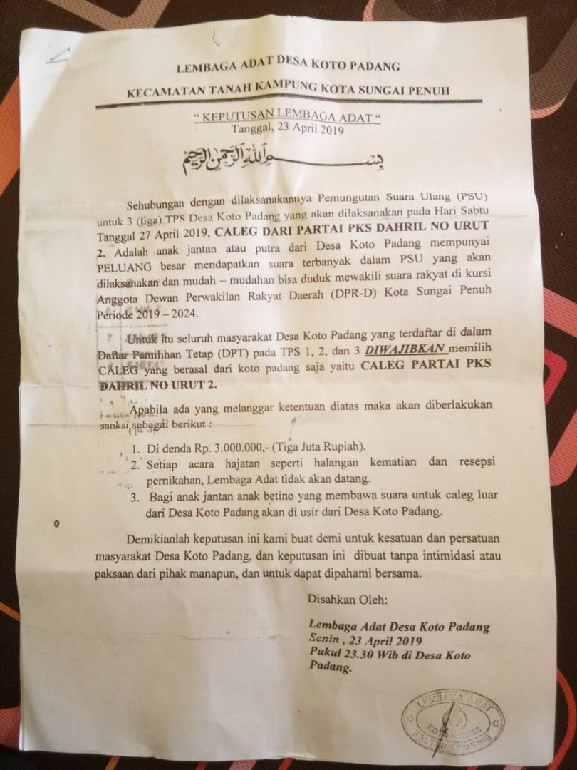Kesepakatan Adat Koto Padang, Dinilai Kangkangi Aturan dan Hak Asasi