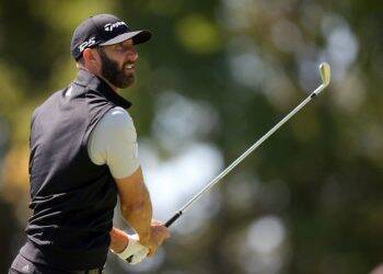 Dustin Johnson saat mengikuti turnamen AS di Winged Foot Golf Club, Mamaroneck, New York, AS, 19 September 2020.