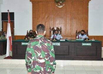 Terdakwa Praka MPC yang diadili di Pengadilan Militer Tinggi I Medan.