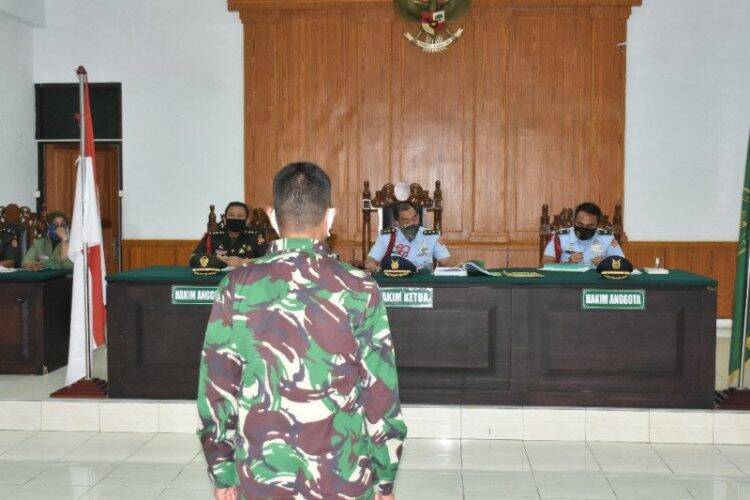 Terdakwa Praka MPC yang diadili di Pengadilan Militer Tinggi I Medan.
