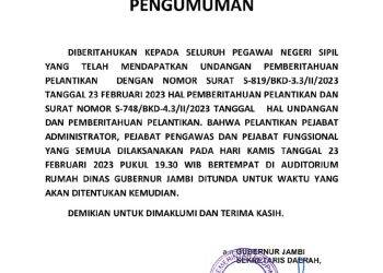 Diduga Karena Ini, Pelantikan Pejabat Pemprov Jambi Malam Tadi Ditunda